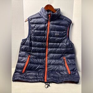 Patagonia Down Sweater Vest - Navy with Orange Trim Size Large